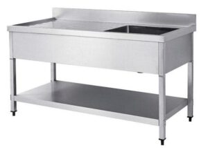 S/Steel Left Single Bowl Sink With Bottom Shelf